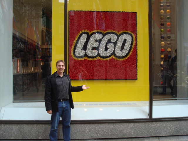 Charl standing in from of the New York Lego shop