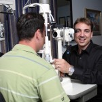 Photo of Charl Laäs testing eyes