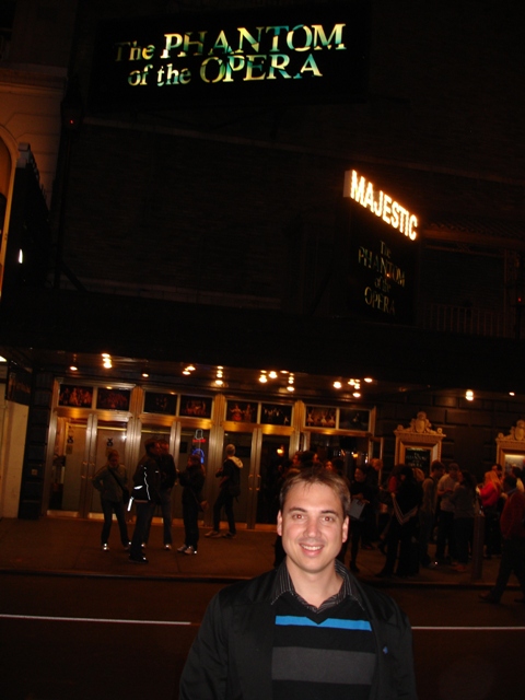 Charl about to watch the Broadway show Phantom of the Opera